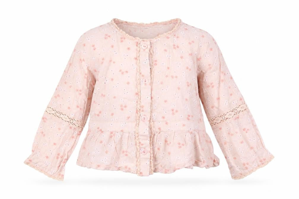 Mayoral Girls Pink Floral  Basic Blouse Size 3 Years