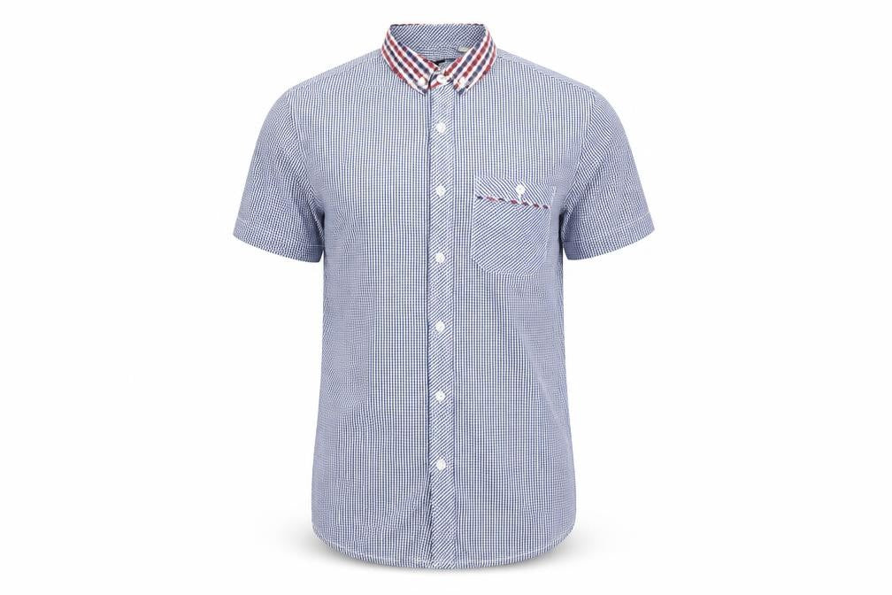 Twisted Soul Mens Blue Check   Button-Up Size S