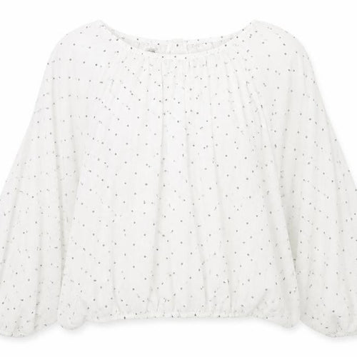 Mango Womens White Polka Dot  Basic Blouse Size L