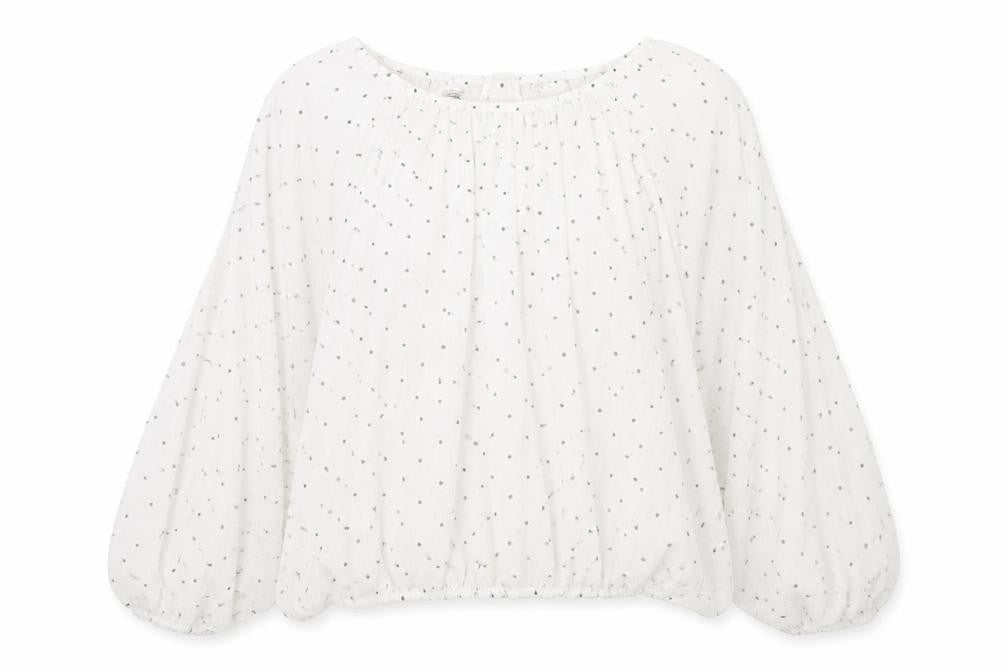 Mango Womens White Polka Dot  Basic Blouse Size L