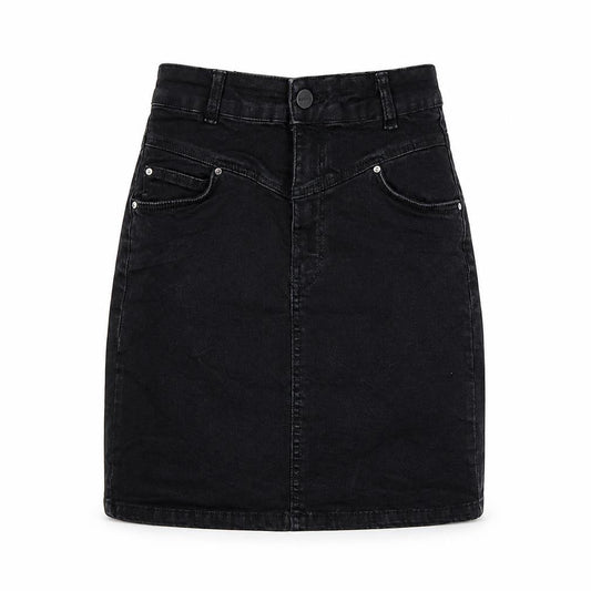 Front view of Bershka women’s black a-line skirt, size UK 6