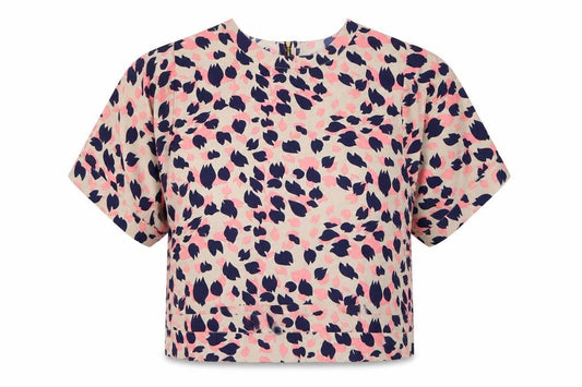 Front view of First Avenue women’s multicoloured animal print basic blouse, size UK 14
