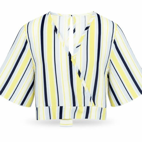 Quiz Womens Multicoloured Striped  Cropped Blouse Size 10