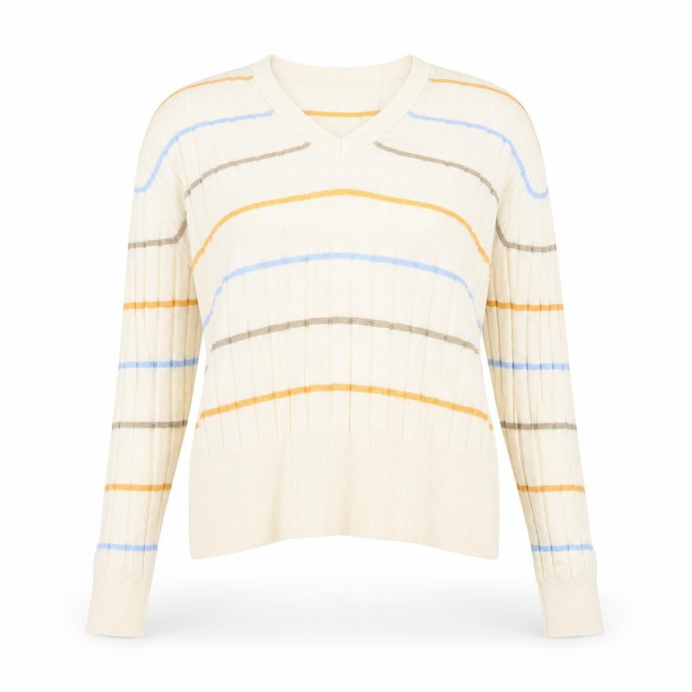 Marks and Spencer Womens Ivory Striped Knit Pullover Jumper Size L
