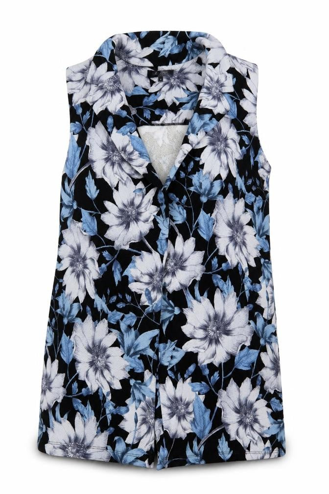 New Look Womens Blue Floral  Jacket Blazer Size 12