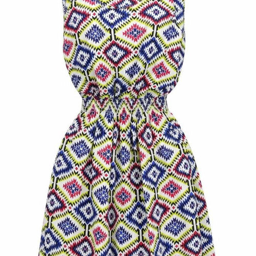 Drunken Tango Womens Multicoloured Geometric  Skater Dress  Size L