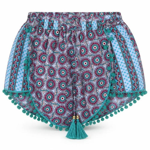 Boohoo Womens Blue Floral  Cut-Off Shorts Size 8