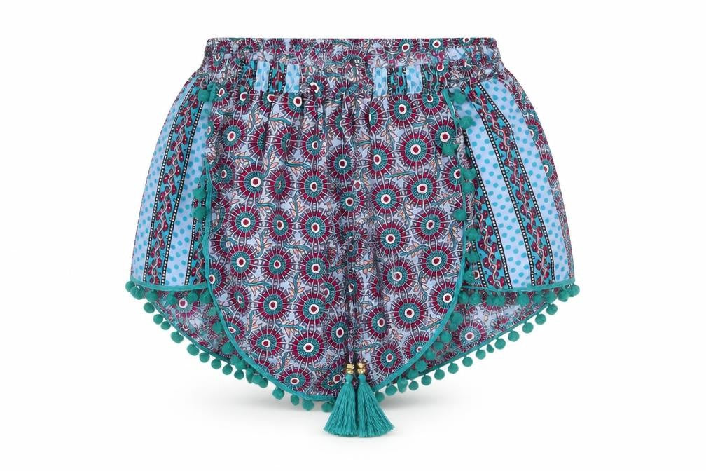Boohoo Womens Blue Floral  Cut-Off Shorts Size 8