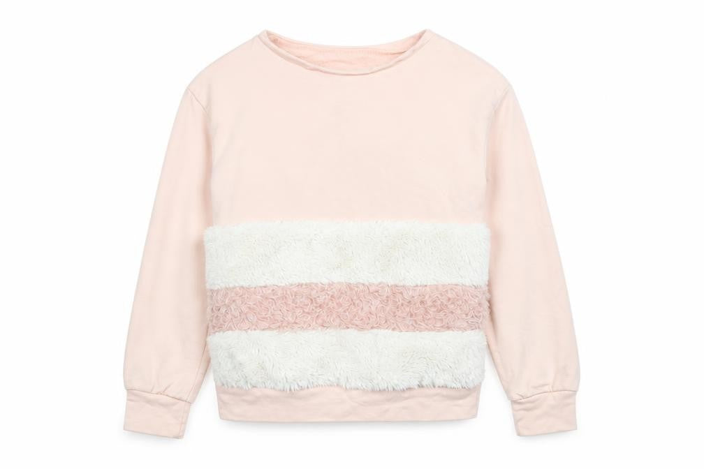 Front view of Tu girls’ beige pullover sweatshirt, size 8, years