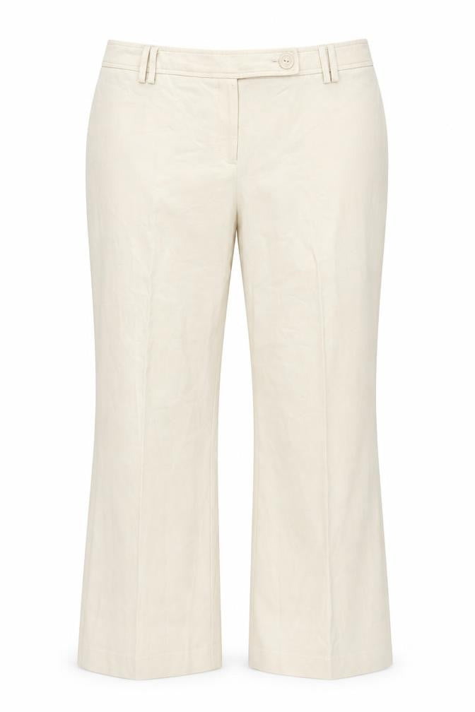 Front view of Marks & Spencer women’s beige trousers, size UK 18, 26-inch leg
