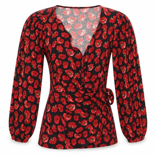 Pull & Bear Womens Black Floral  Basic Blouse Size S