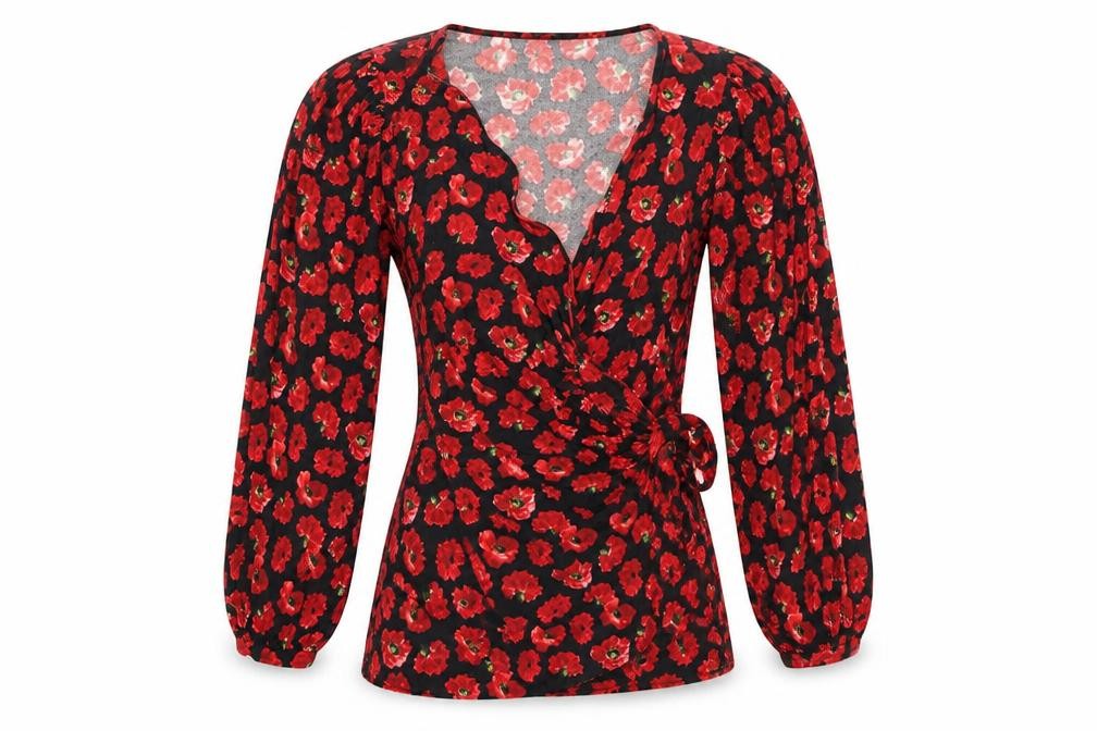Pull & Bear Womens Black Floral  Basic Blouse Size S