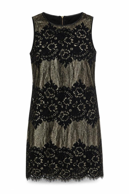 Front view of Oasis women’s black floral shift, size UK 10