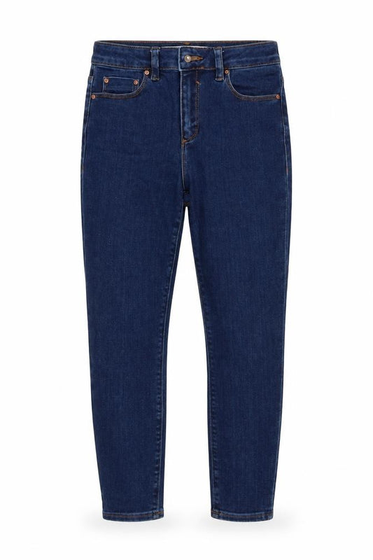 Front view of ASOS women’s blue skinny jeans, size UK 26, in, 26-inch leg