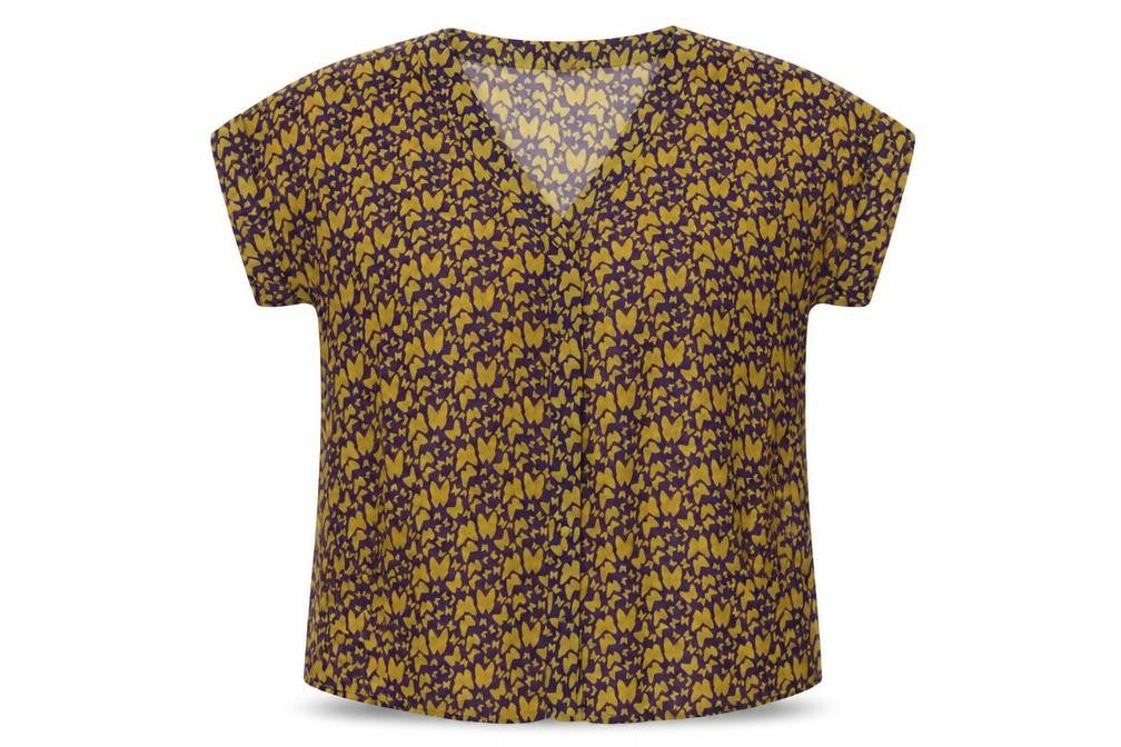 George Womens Purple Animal Print Chiffon Basic Blouse Size 12  - butterflies