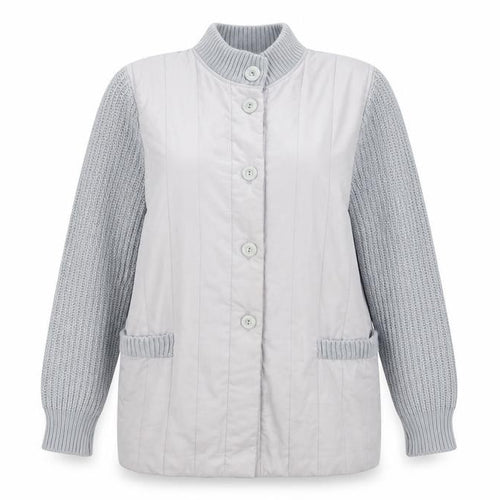 St Michaels  Womens Grey Striped Knit Cardigan Jumper Size 14