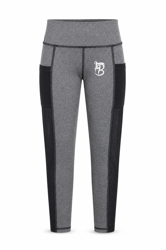 Front view of Fit Boutique women’s grey leggings, size XS, 24-inch leg