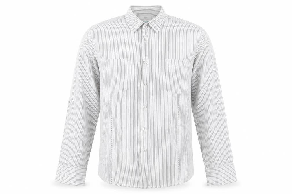 Topman Mens White Striped   Button-Up Size L