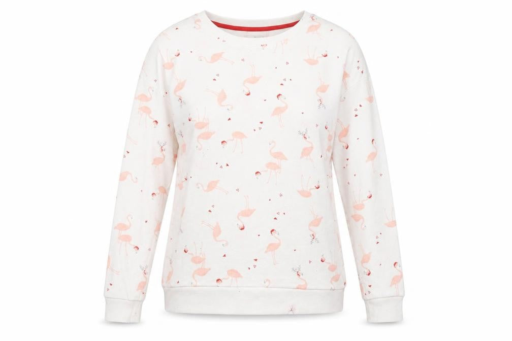 Matalan Womens White Animal Print  Pullover Sweatshirt Size L  - Flamingos
