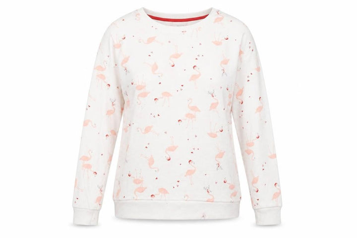 Matalan Womens White Animal Print  Pullover Sweatshirt Size L  - Flamingos