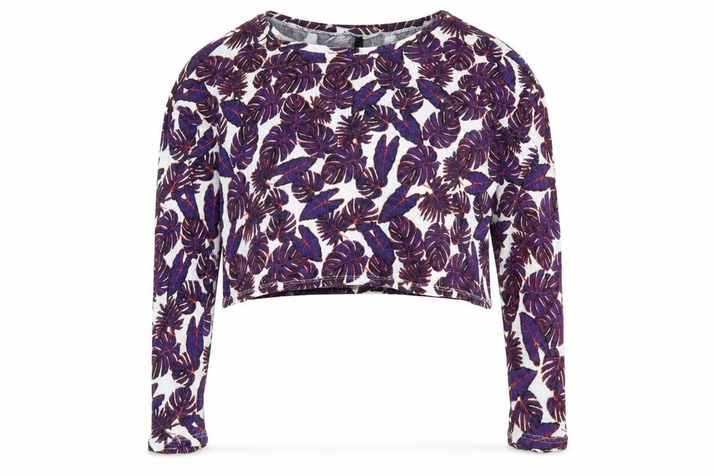 Front view of H&M women’s white floral basic t-shirt, size L