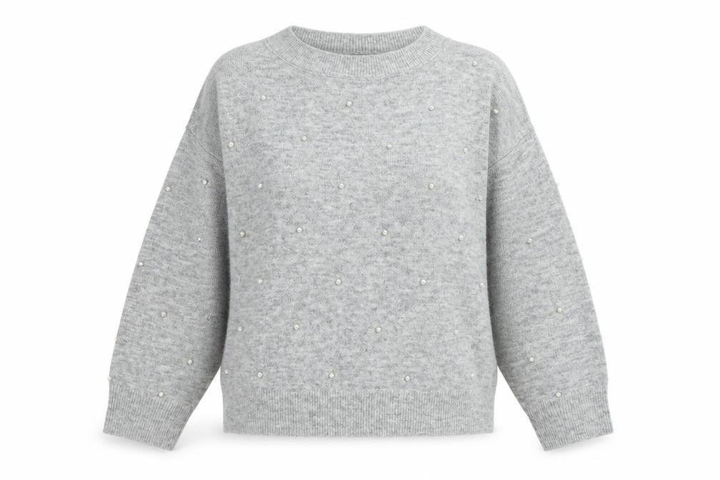 Front view of H&M women’s grey knit jumper, size M