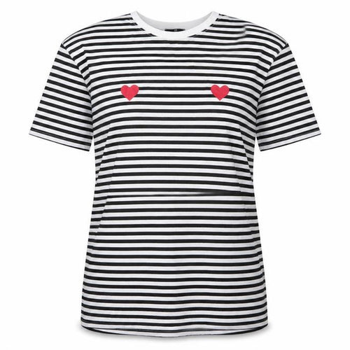 Missguided Womens Black Striped  Basic T-Shirt Size 10