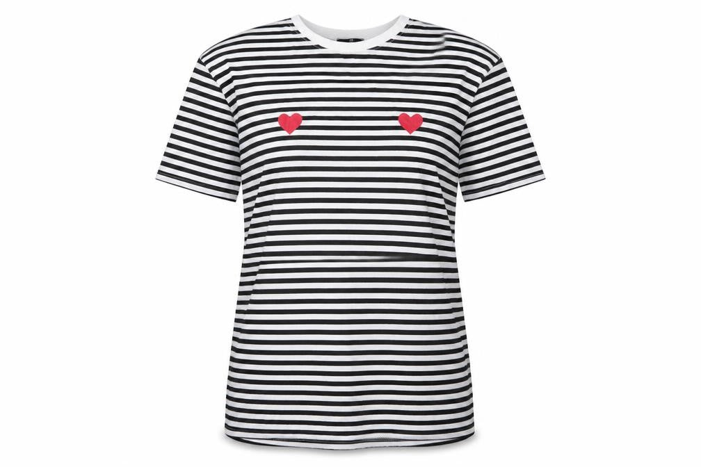 Missguided Womens Black Striped  Basic T-Shirt Size 10