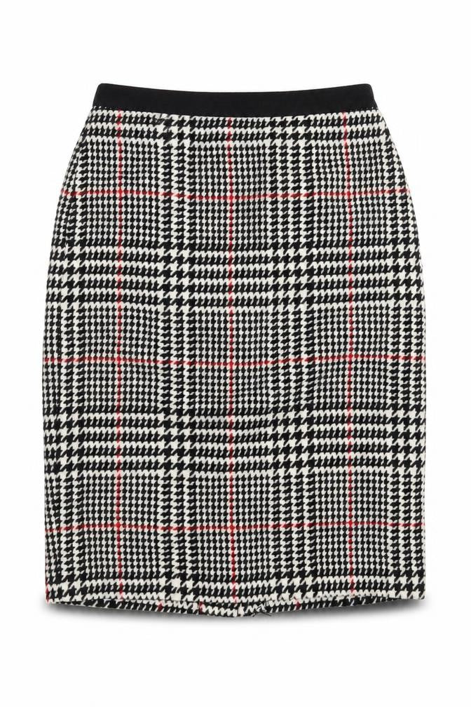 Clements Ribeiro Womens Black Houndstooth  A-Line Skirt Size S