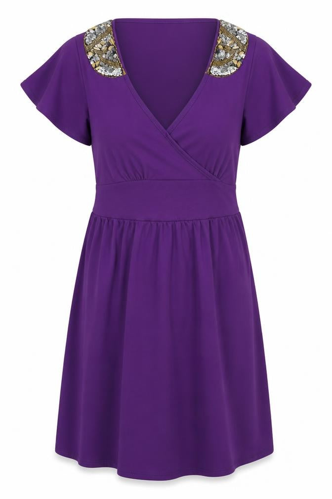 Dorothy Perkins Womens Purple   Fit & Flare  Size 8  - tie on back