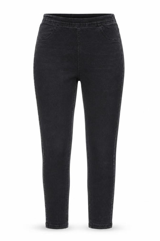 Front view of Calzedonia women’s black jegging jeans, size UK 26, in, 28-inch leg