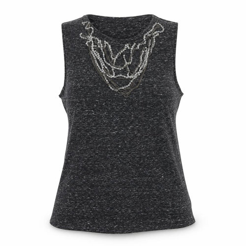 Topshop Womens Grey  Jersey Basic T-Shirt Size 10  - Embelished Neckline