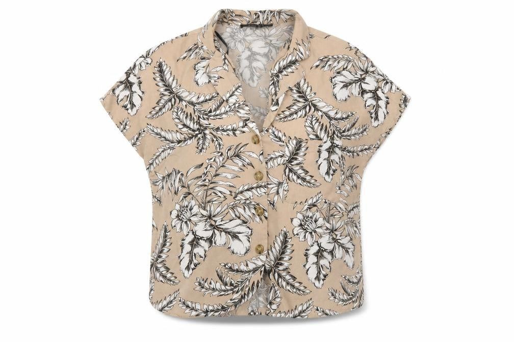 Front view of Primark women’s beige floral basic blouse, size UK 6