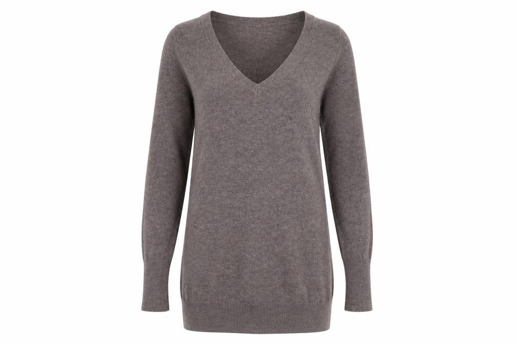 Front view of H&M women’s grey knit jumper, size XS