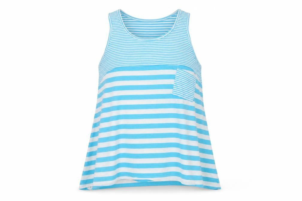 Miss Evie Girls Blue Striped Jersey Basic Tank Size 10-11 Years