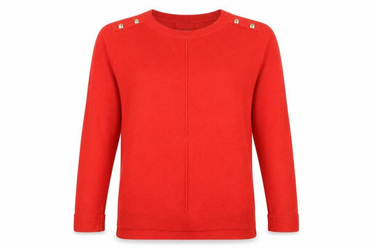 Front view of Primark women’s red knit jumper, size UK 12
