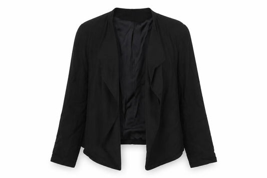 Front view of H&M women’s black jacket, size UK 10