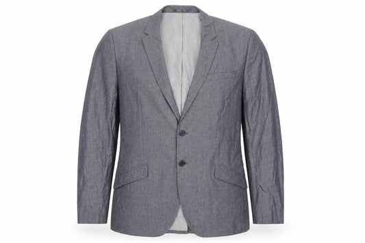Front view of Butler & Webb men’s blue jacket suit jacket, size 44