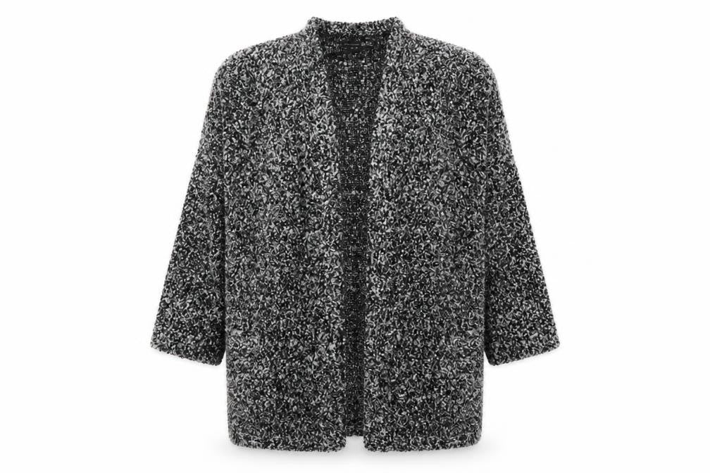 Front view of Atmosphere women’s grey cardigan jumper, size UK 12