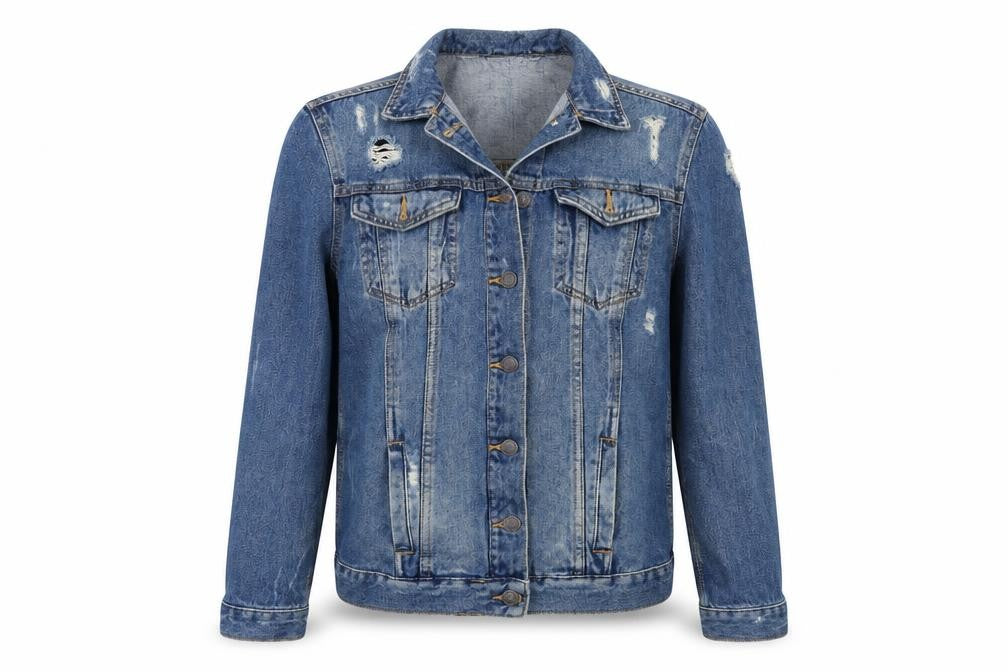 New Look Womens Blue  Denim Jacket  Size 6  - DISTRESSED
