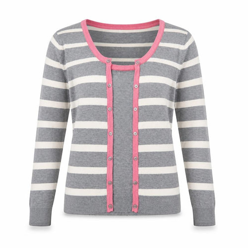 Julipa Womens Grey Striped Knit Pullover Jumper Size 12