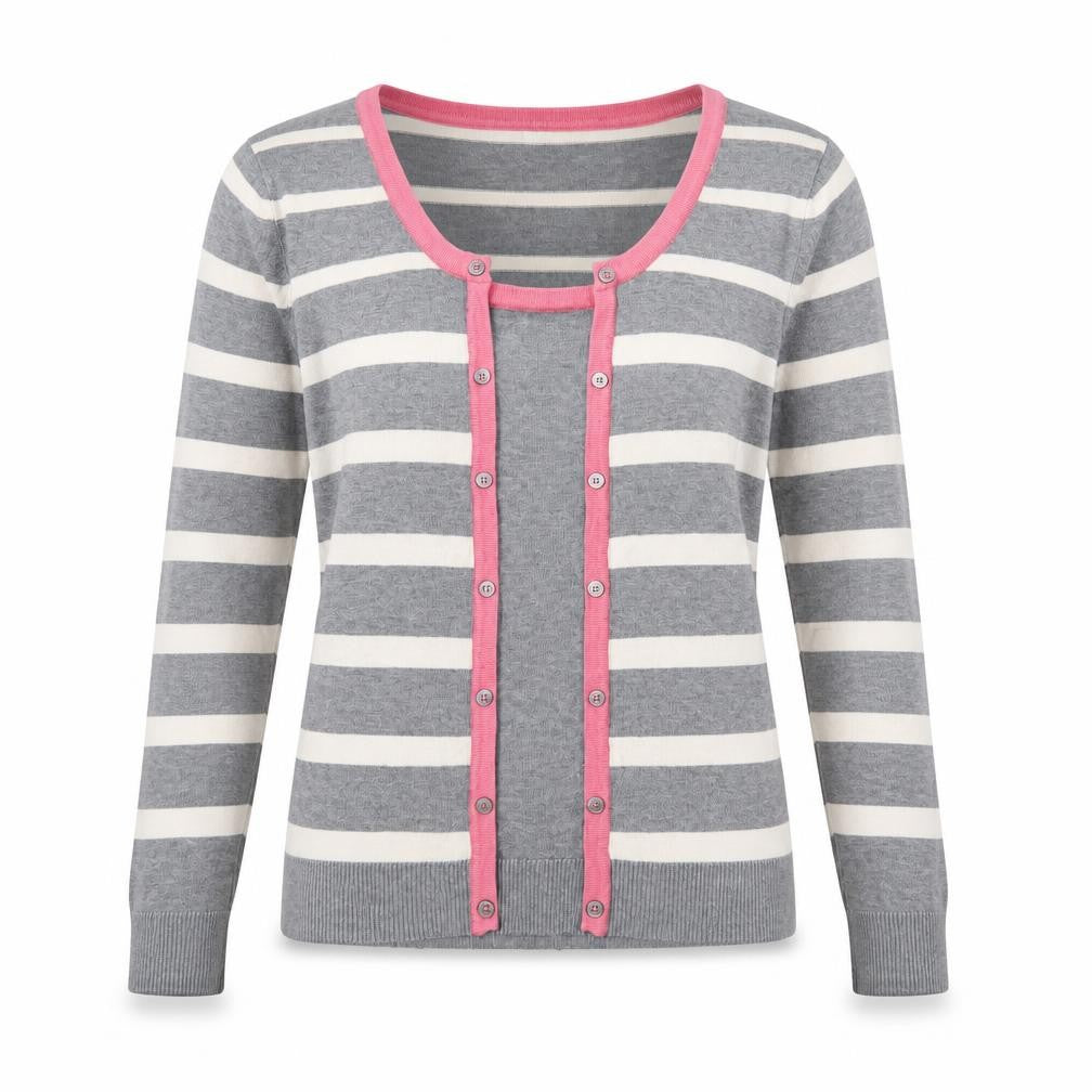 Julipa Womens Grey Striped Knit Pullover Jumper Size 12