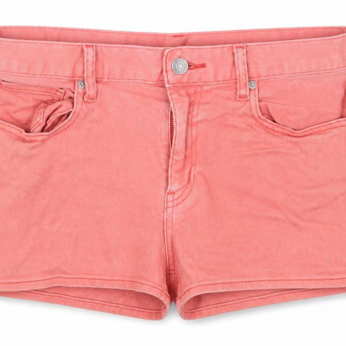 UNI QLO Womens Pink  Denim Hot Pants Shorts Size 27 in