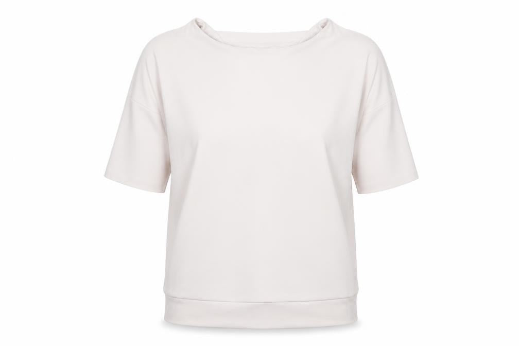 Front view of Next women’s white basic blouse, size UK 12