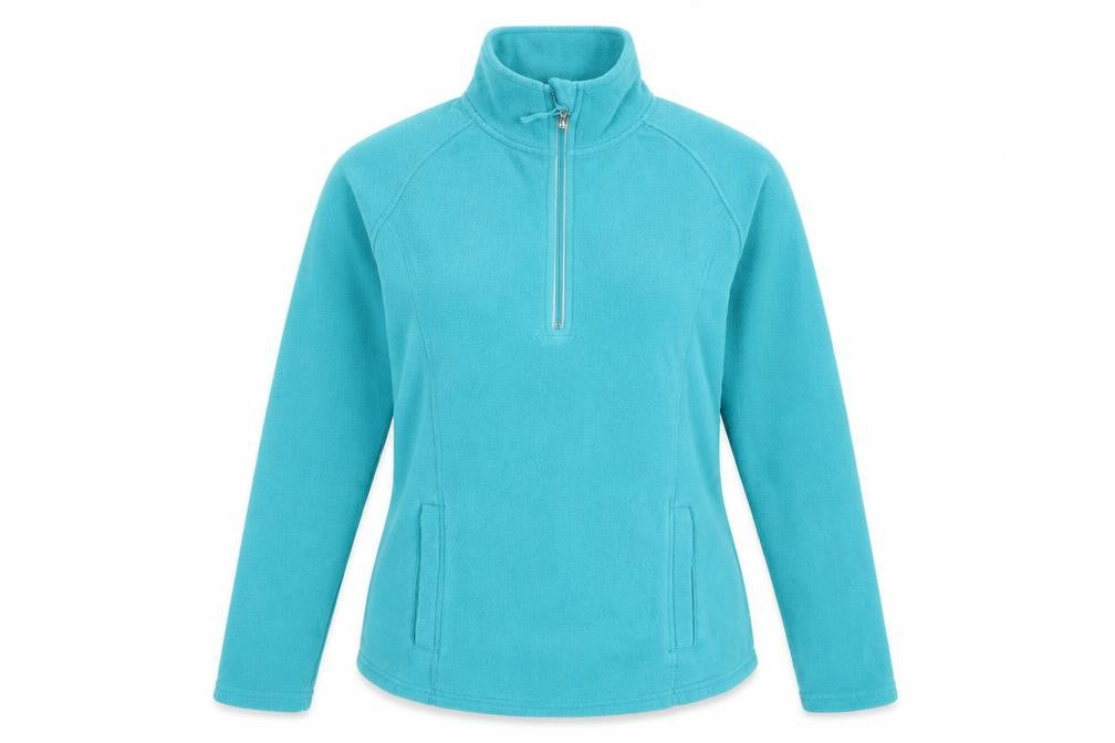 Front view of Atmosphere women’s green fleece jacket, size UK 12