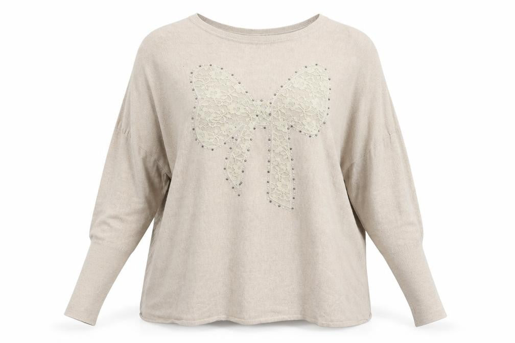 Millennium Womens Beige  Knit Pullover Jumper One Size  - Oversized