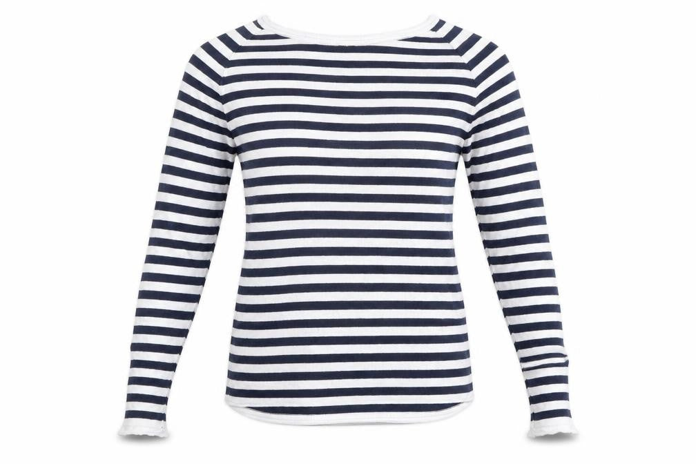 Magnum Girls White Striped  Pullover Jumper Size 13 Years