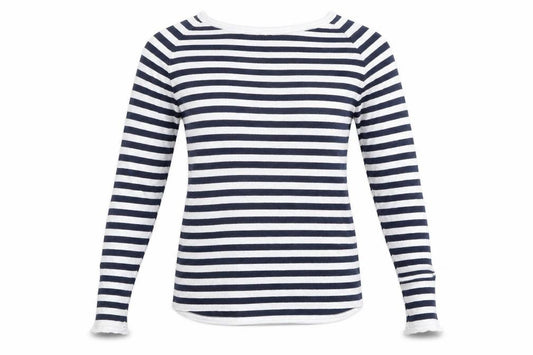Magnum Girls White Striped  Pullover Jumper Size 13 Years