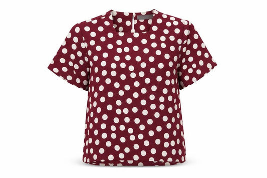 Front view of Principles women’s purple polka dot basic blouse, size S