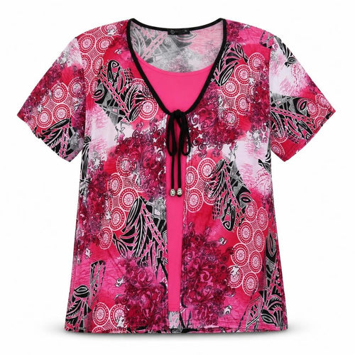 mega designs Womens Pink Floral  Basic T-Shirt Size XL